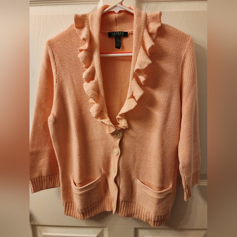 Pink Button Up Cardigan Lauren by Ralph Lauren